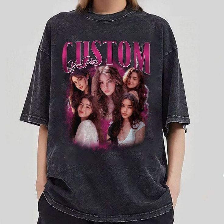 Custom Girlfriend T-Shirt, Personalized Shirt for Pet Lovers, Animal Portrait Tee, Photo Gift Shirt, Unique Graphic Tee, Group Shirt and Personalized Birthday Bootleg Gift